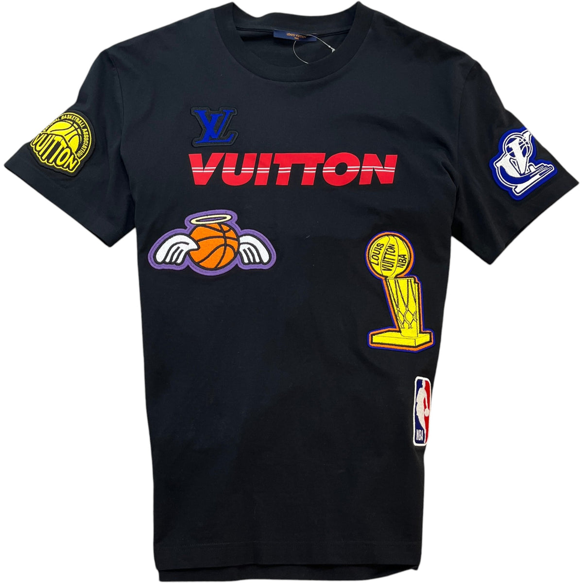 Men's X NBA Embroidered Patch T-Shirt Black Size XL - Photo 1