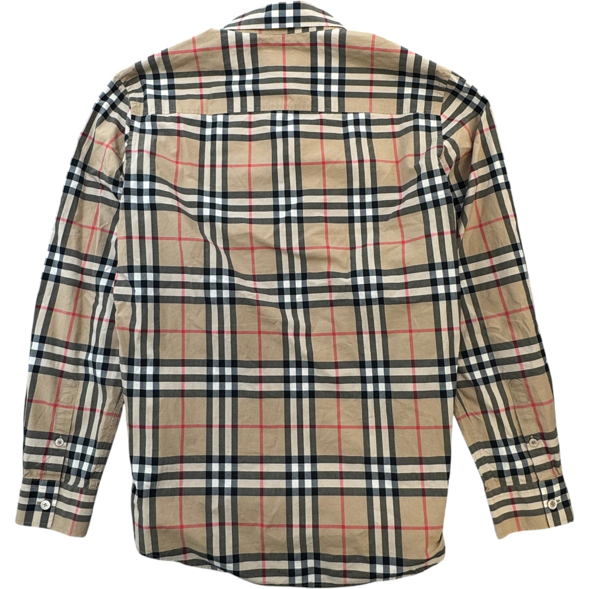 Men's Nova Check Long Sleeve Shirt Beige Size M - Photo 2