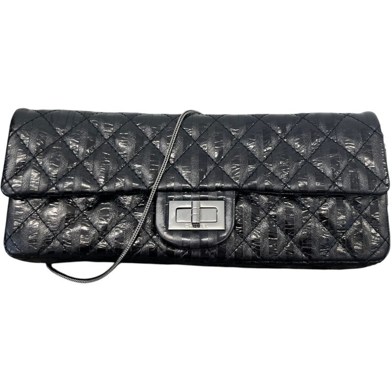 Women's Black Quilted Glazed Calfskin Reissue 2.55 East West Flap Bag Black