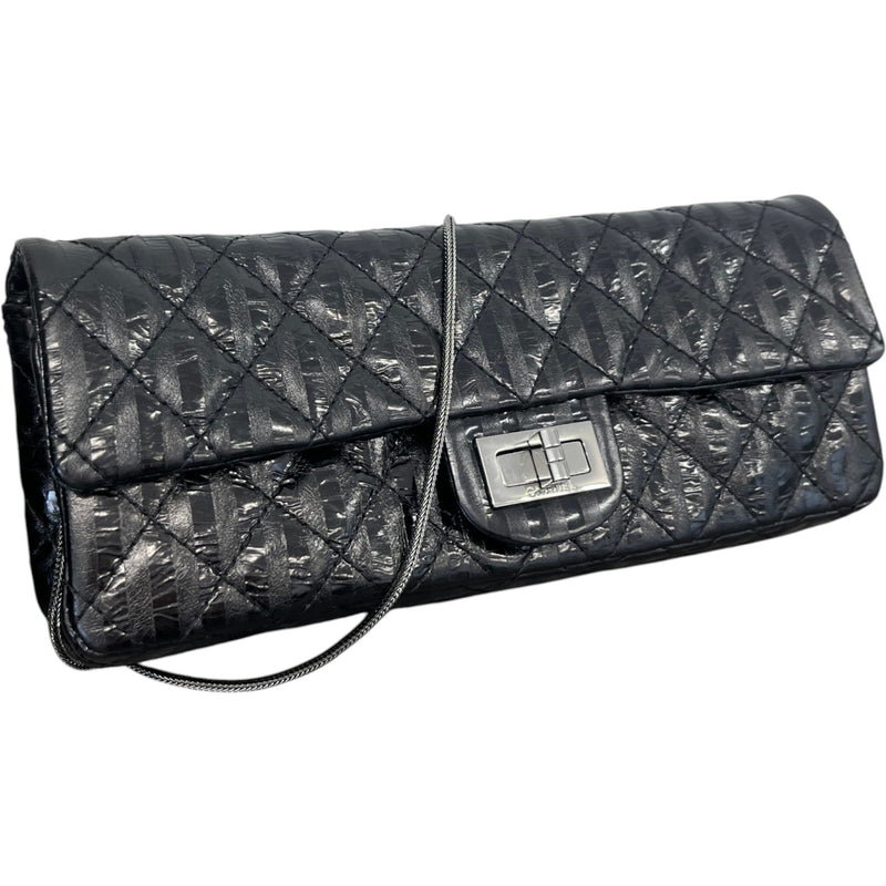 Women's Black Quilted Glazed Calfskin Reissue 2.55 East West Flap Bag Black
