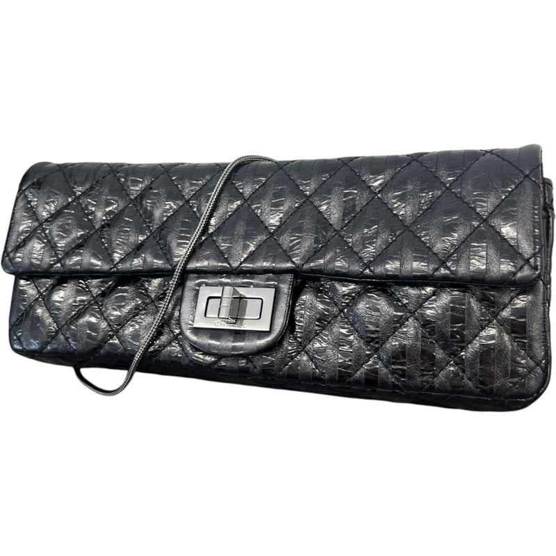 Women's Black Quilted Glazed Calfskin Reissue 2.55 East West Flap Bag Black