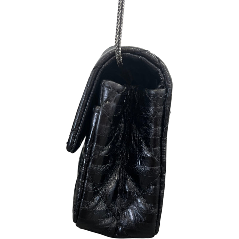 Women's Black Quilted Glazed Calfskin Reissue 2.55 East West Flap Bag Black