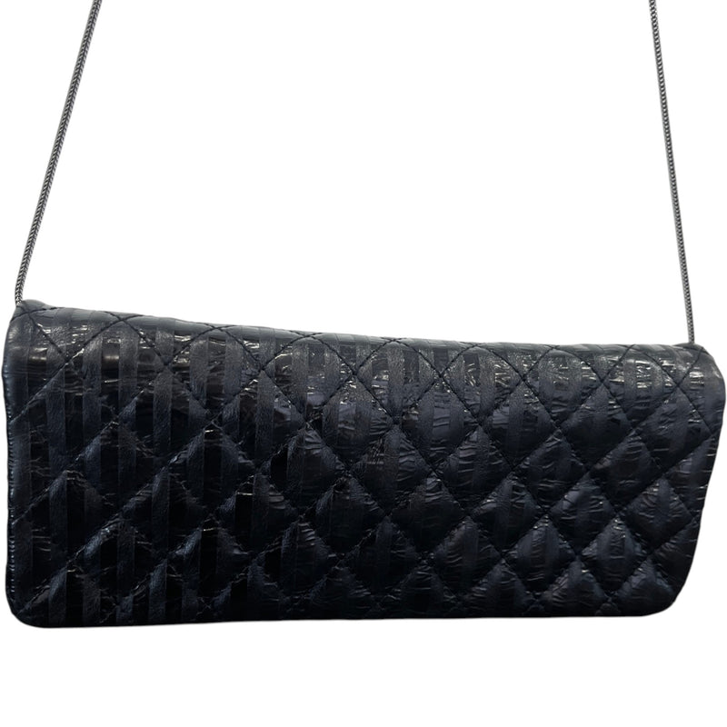 Women's Black Quilted Glazed Calfskin Reissue 2.55 East West Flap Bag Black