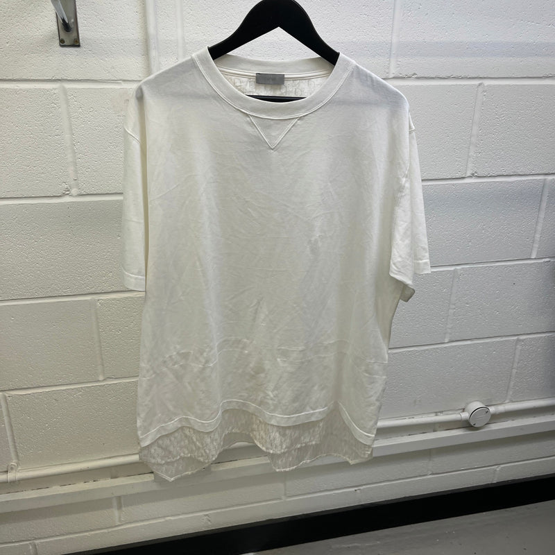 Men's Oblique Layered T-Shirt White Size XL