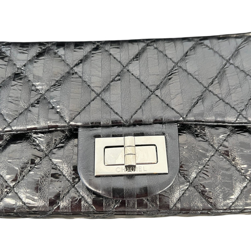Women's Black Quilted Glazed Calfskin Reissue 2.55 East West Flap Bag Black