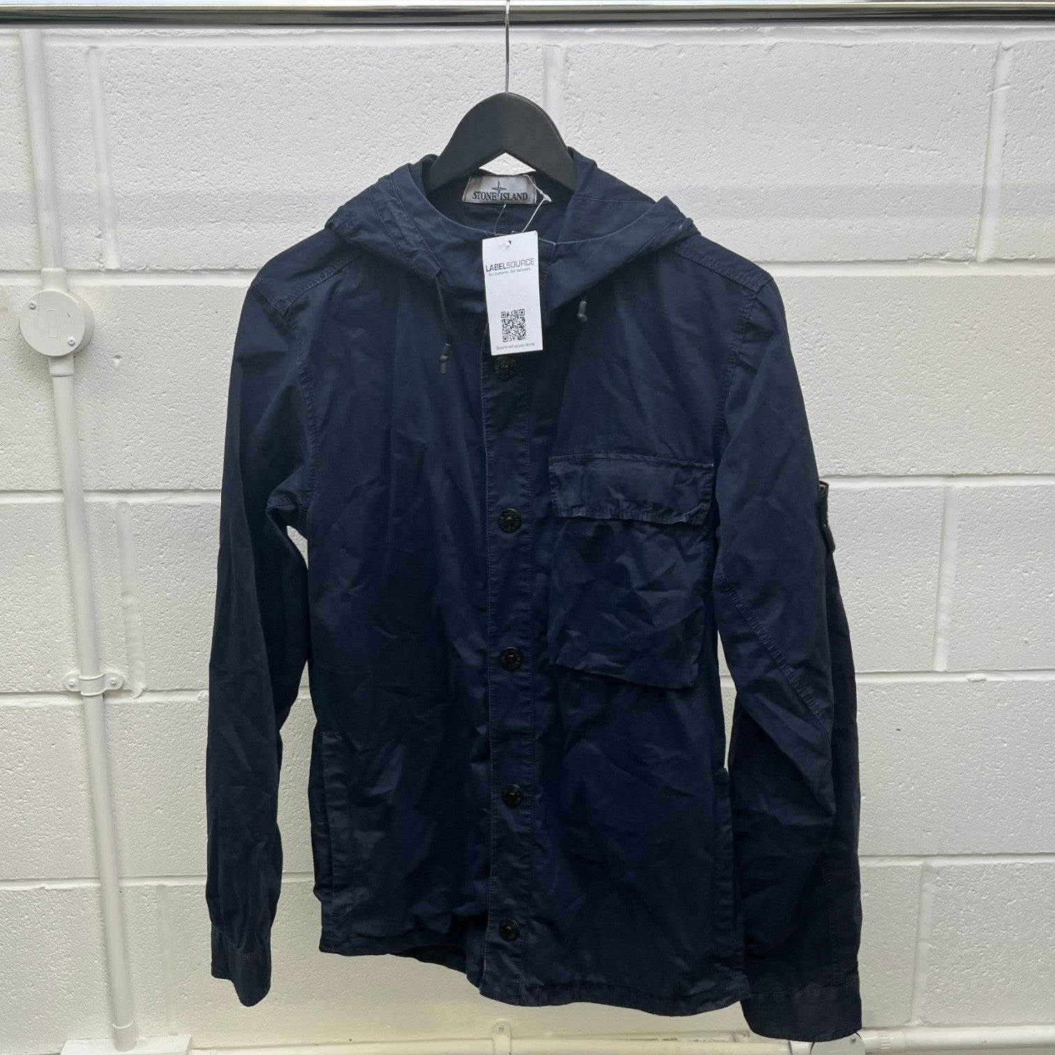 Men's Applique Logo OverShirt Navy Size M - Photo 10