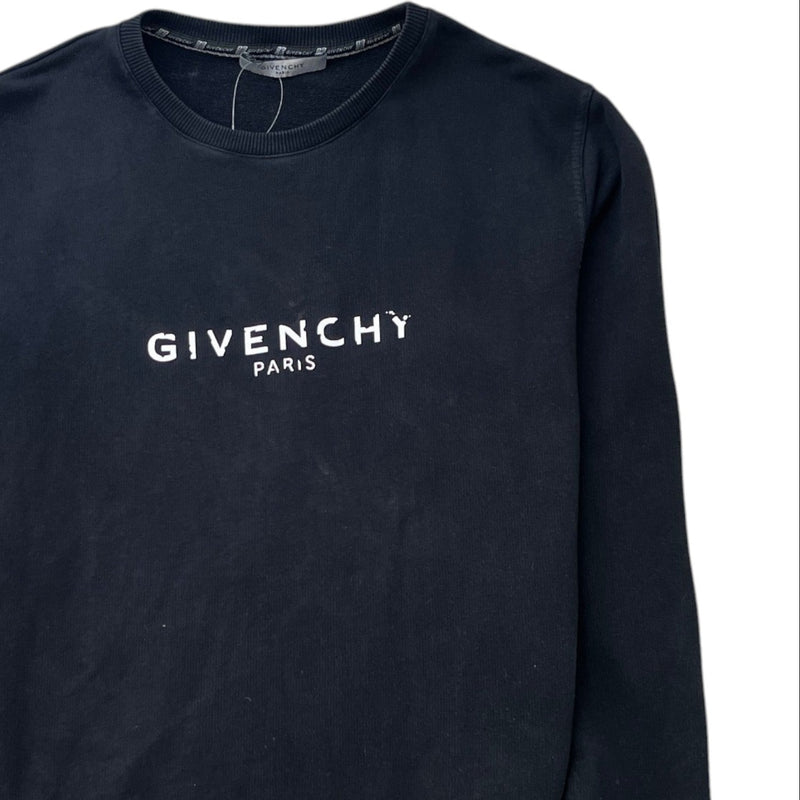 Men's Distressed Logo Sweatshirt Black Size M