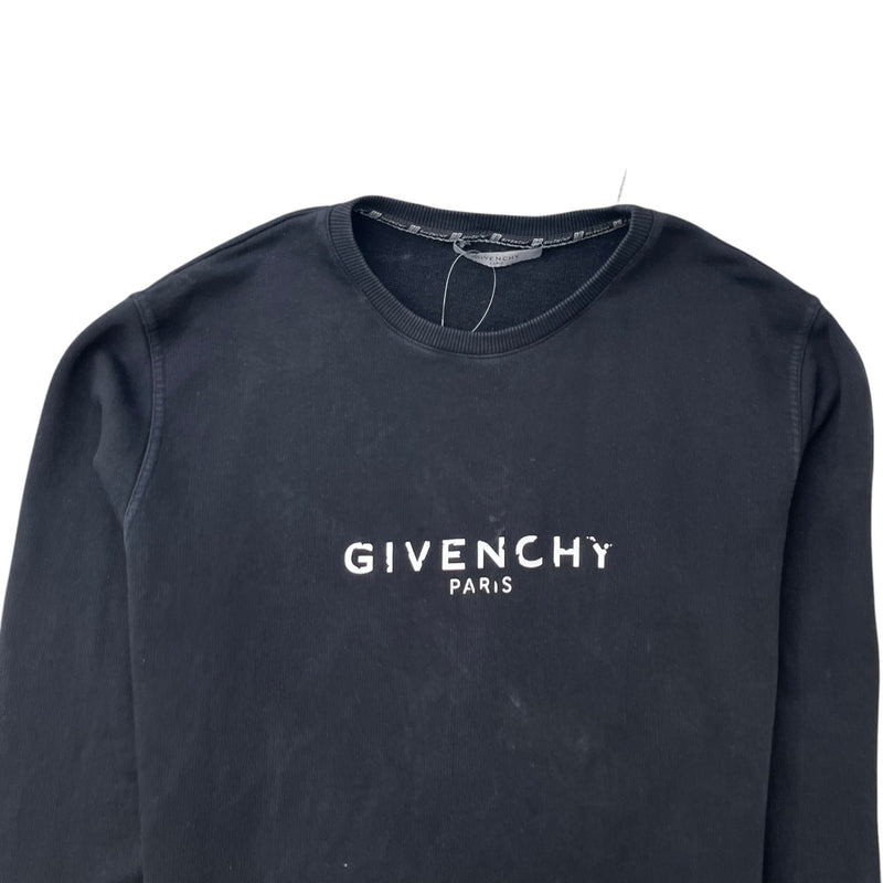 Men's Distressed Logo Sweatshirt Black Size M