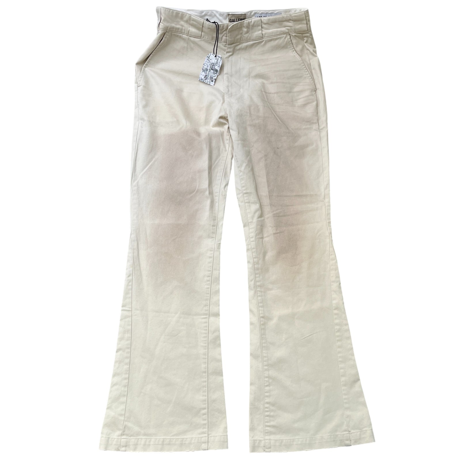 Men's Art On Display Distressed Trousers Cream Size Waist 32" - Photo 1