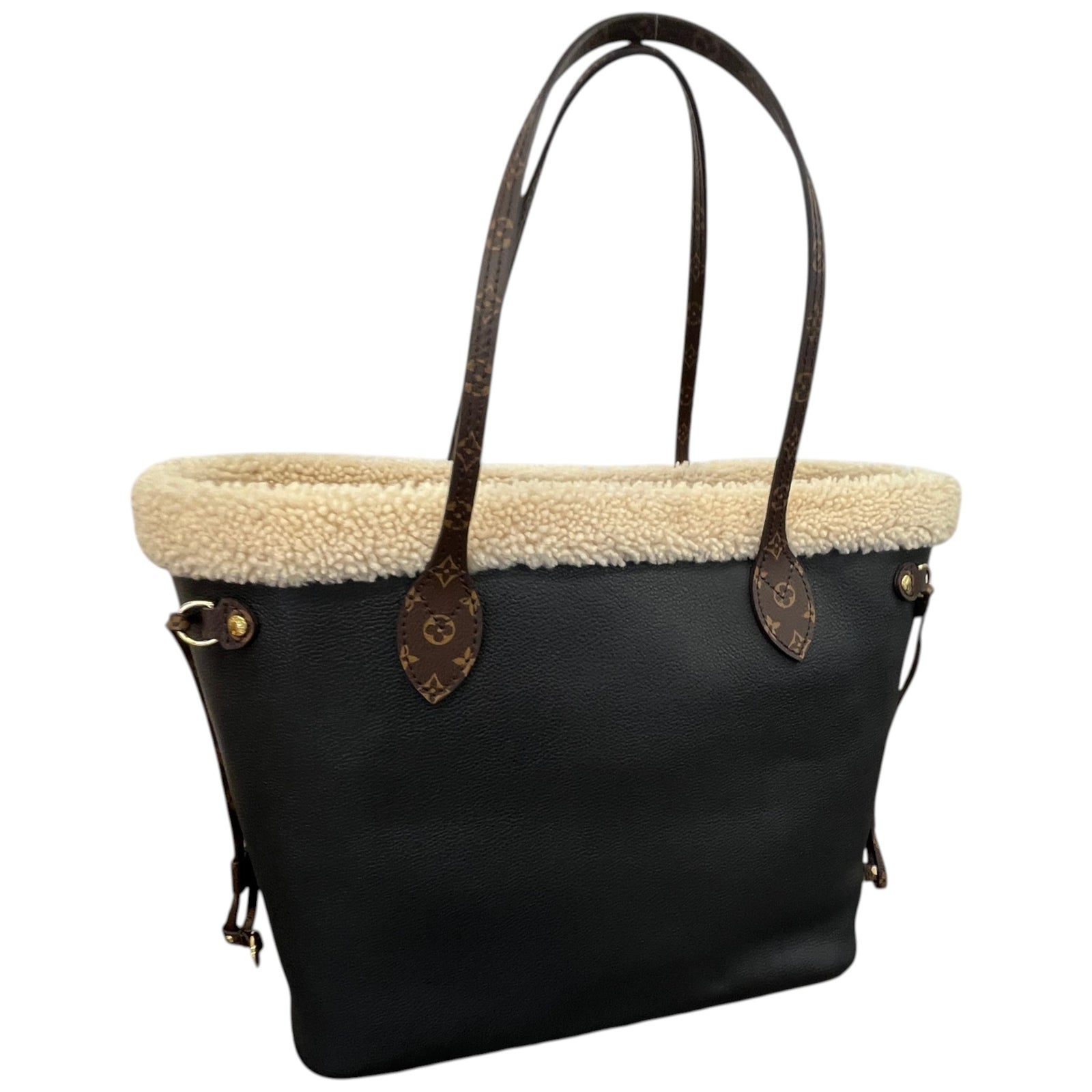 Women's Shearling Monogram Teddy Neverfull Mm Bag Black - Photo 9