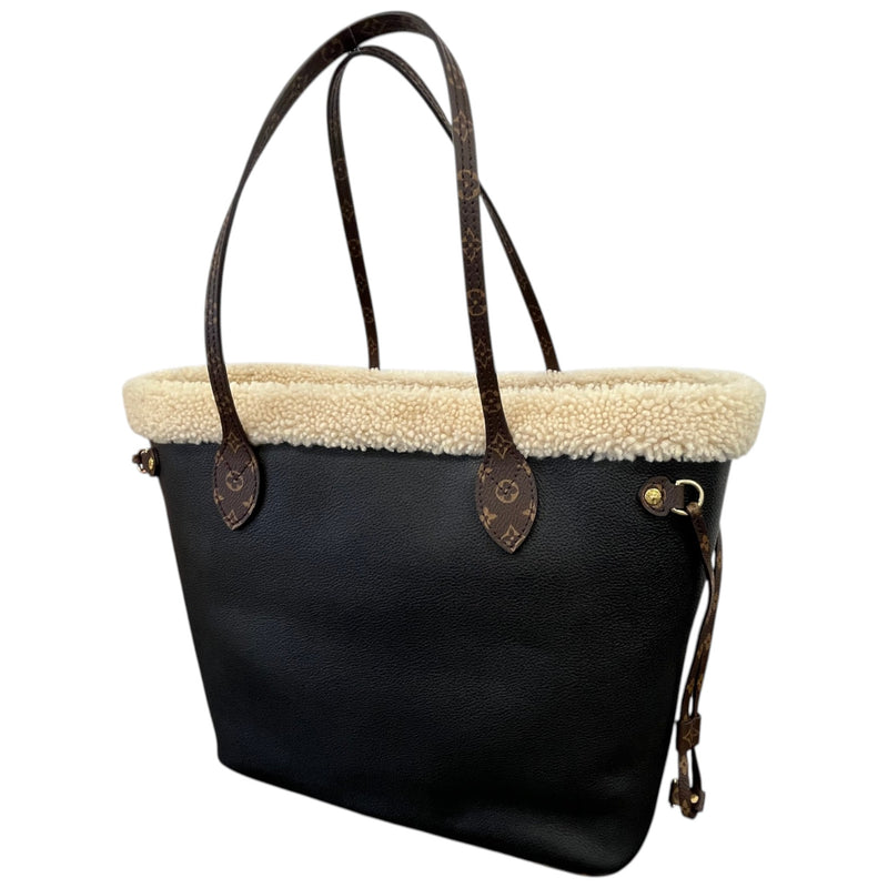 Women's Shearling Monogram Teddy Neverfull Mm Bag Black