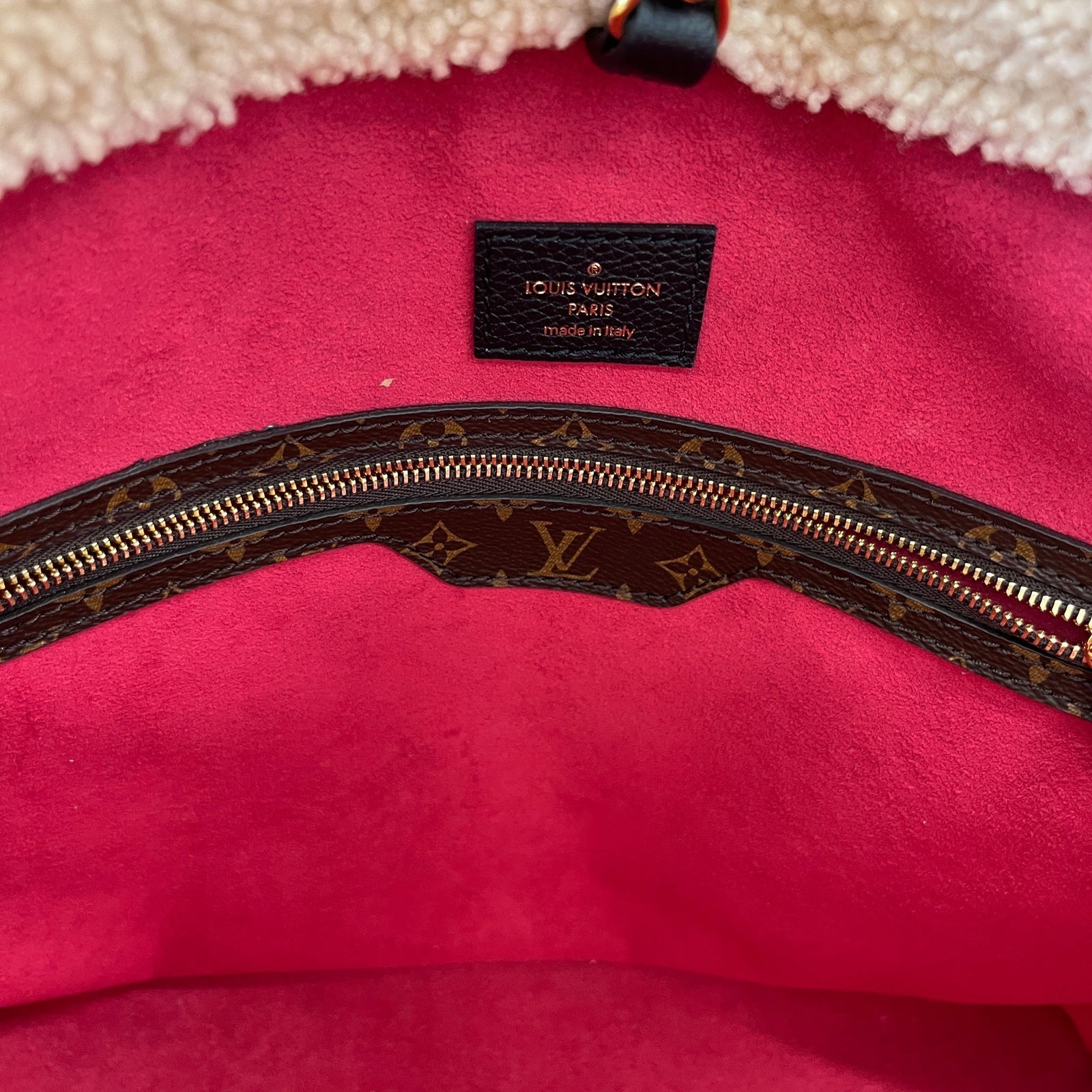 Women's Shearling Monogram Teddy Neverfull Mm Bag Black - Photo 14