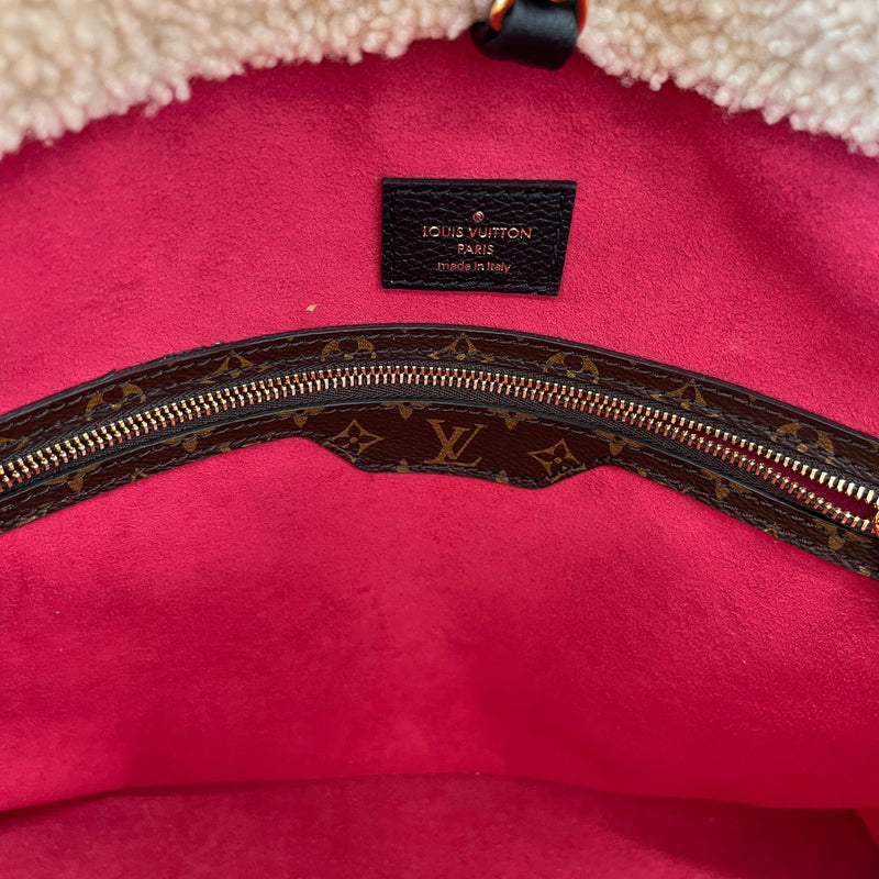 Women's Shearling Monogram Teddy Neverfull Mm Bag Black