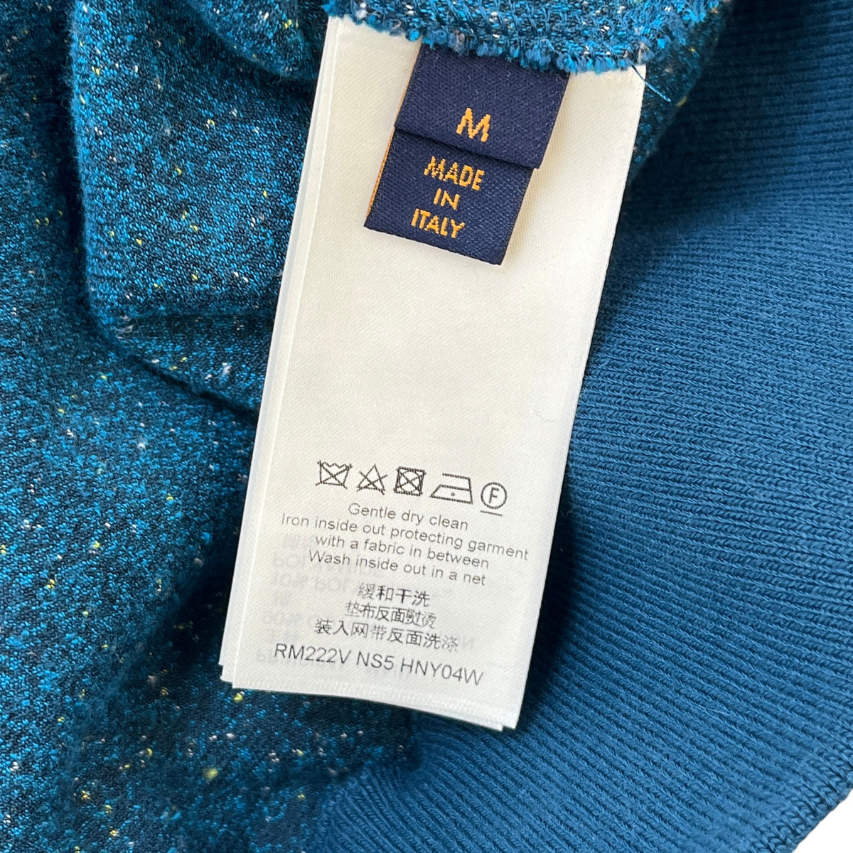Men's Embroidered Logo Spray Effect Hoodie Blue Size M - Photo 5