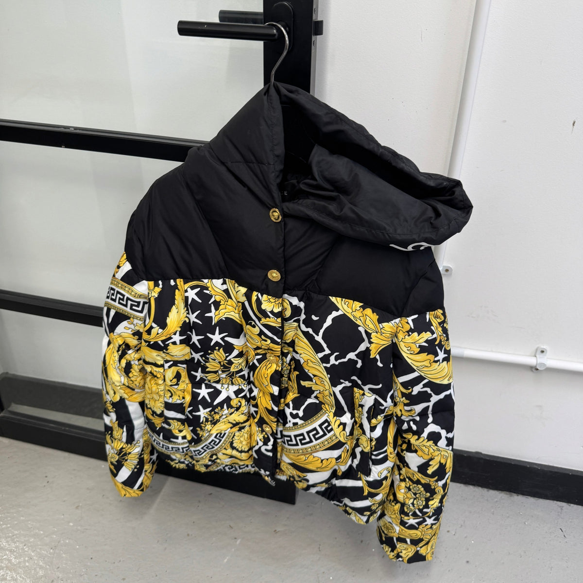 Women's Baroque Print Down Jacket Black Size M / UK 10 - Photo 8