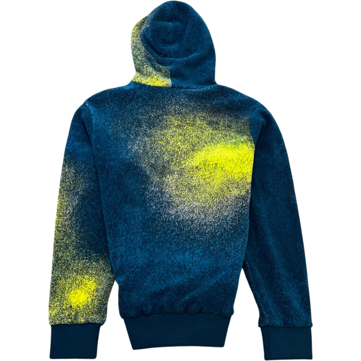 Men's Embroidered Logo Spray Effect Hoodie Blue Size M - Photo 2