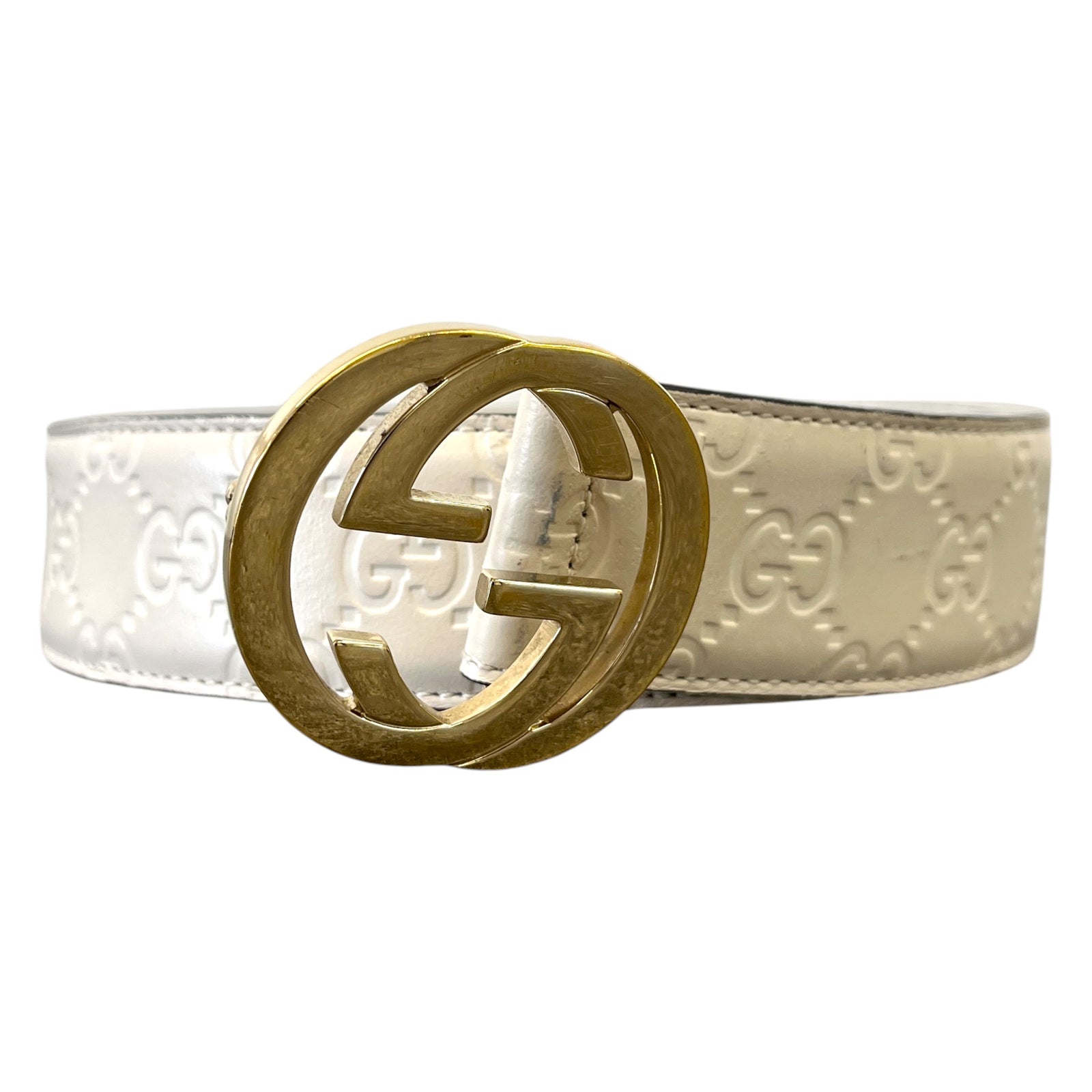 Men's Interlocking G Belt White Size Waist 34" - Photo 1
