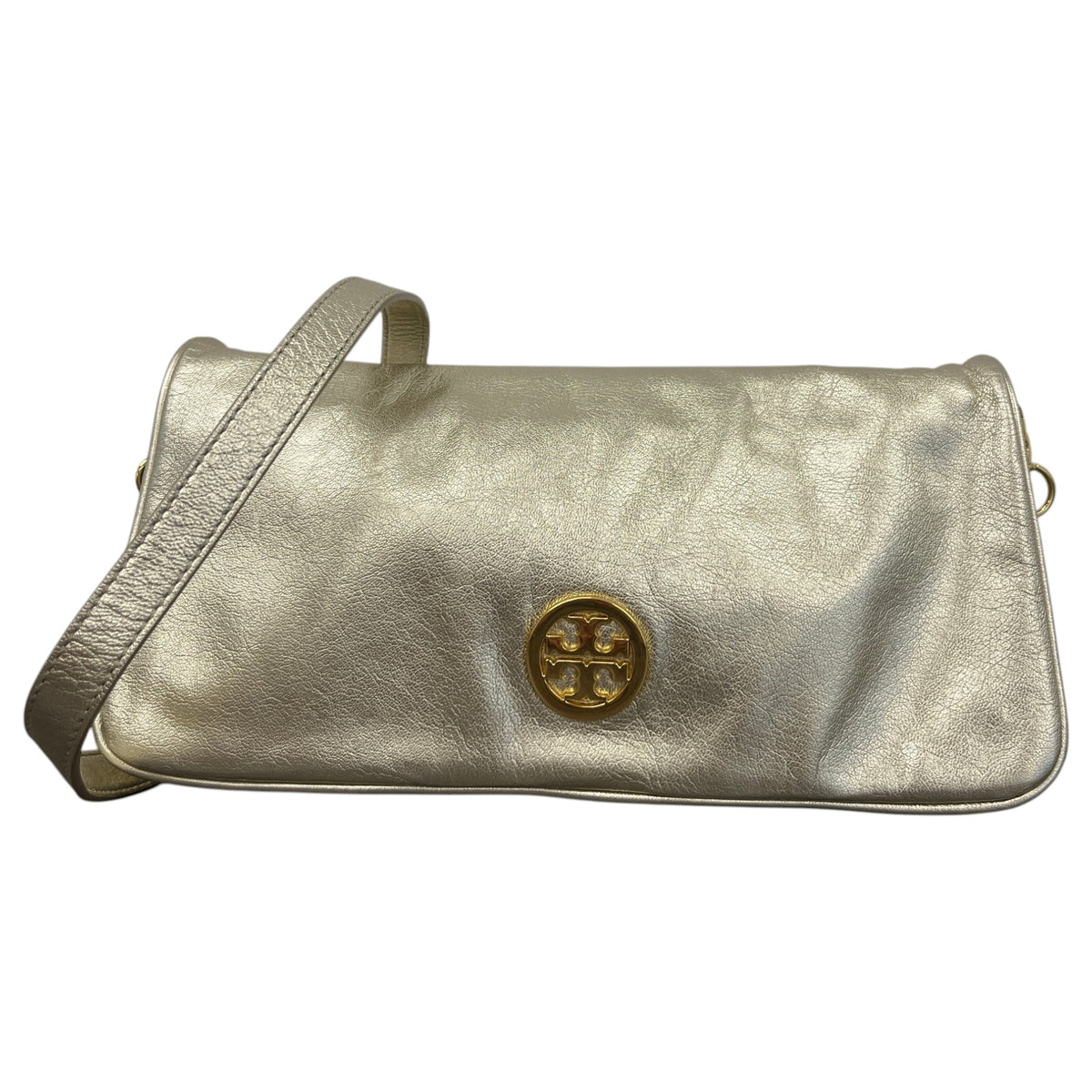 Women's Metallic Logo Crossbody Bag Gold - Photo 1