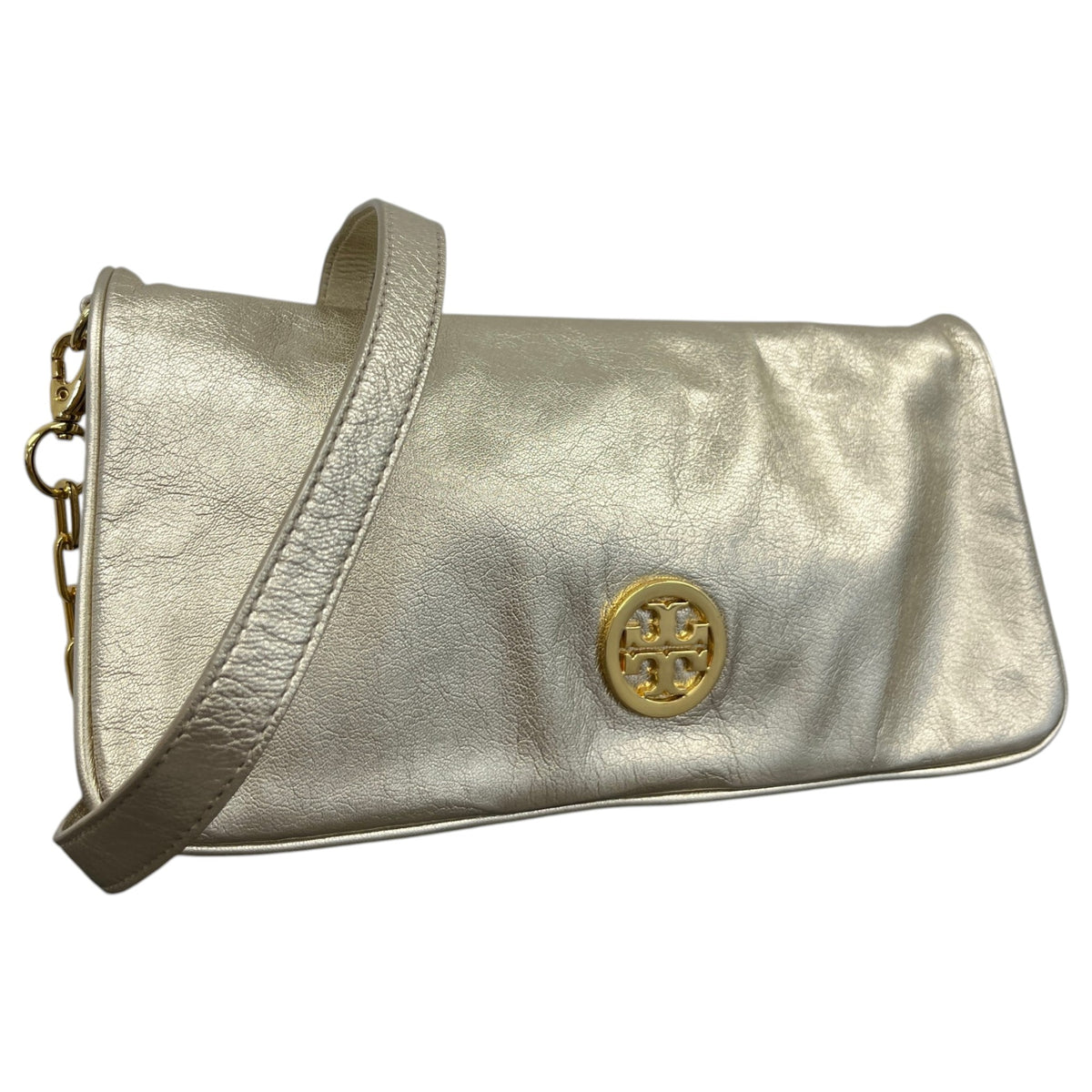 Women's Metallic Logo Crossbody Bag Gold - Photo 4