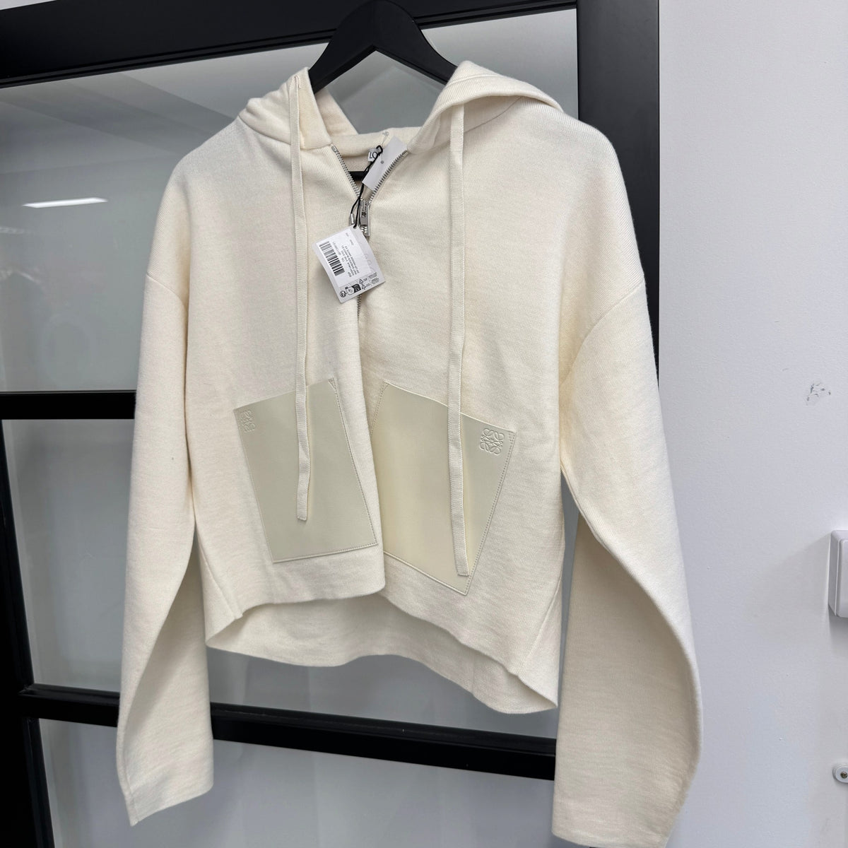 Women's Anagram Pocket Zip Up Hoodie Cream Size XS / UK 6 - Photo 8