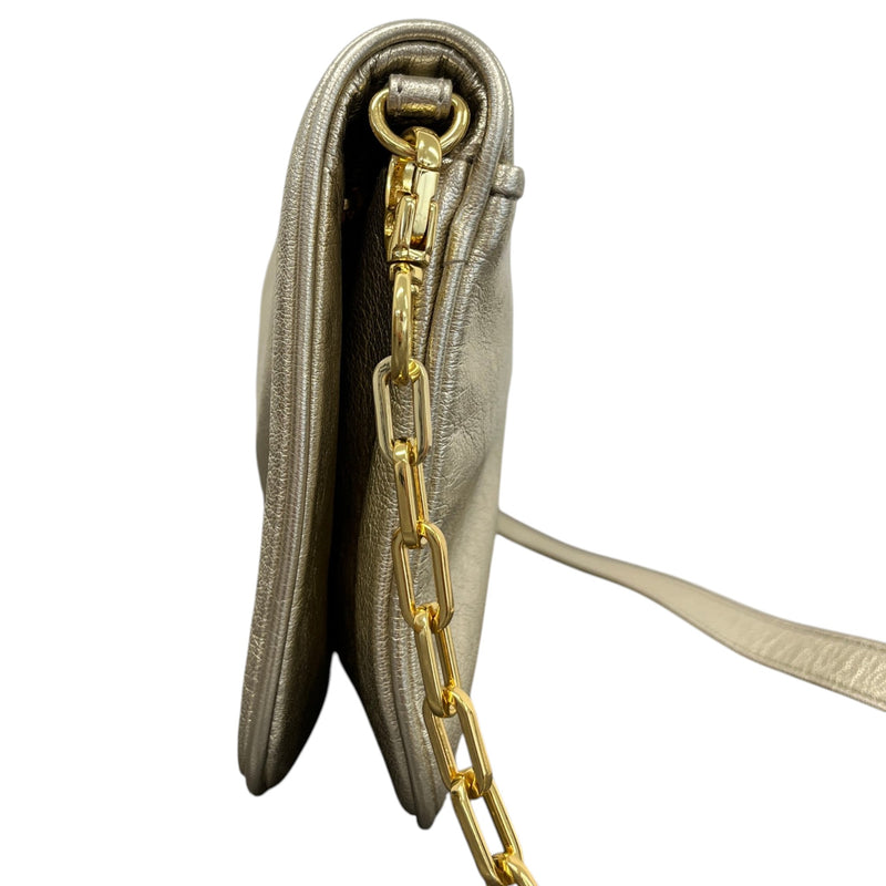 Women's Metallic Logo Crossbody Bag Gold