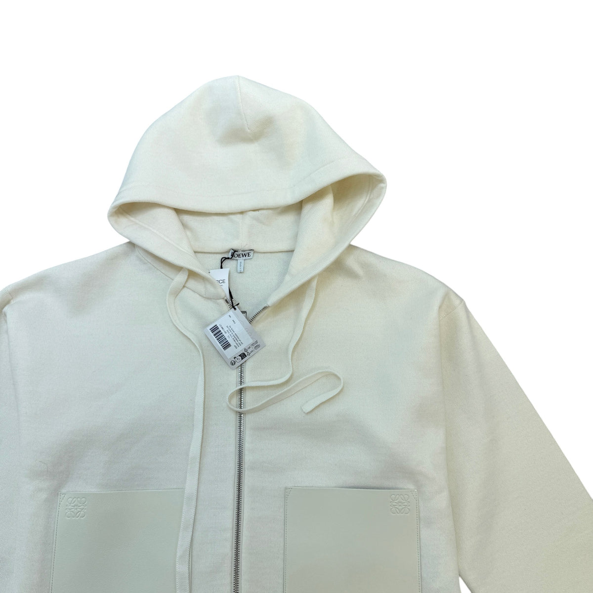 Women's Anagram Pocket Zip Up Hoodie Cream Size XS / UK 6 - Photo 4