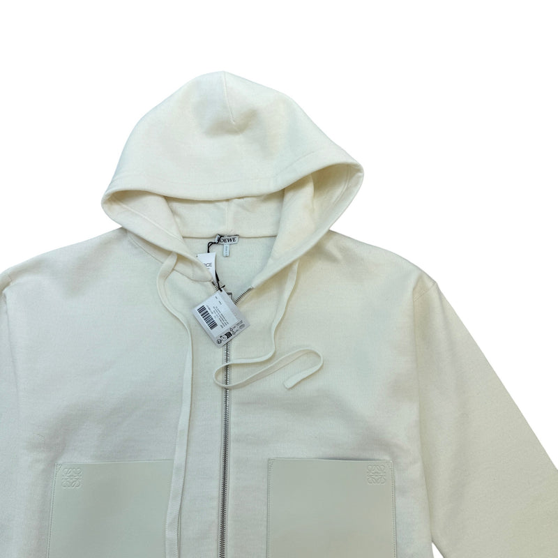 Women's Anagram Pocket Zip Up Hoodie Cream Size XS / UK 6