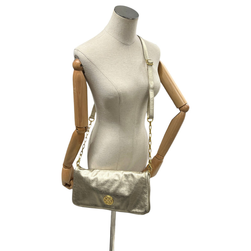Women's Metallic Logo Crossbody Bag Gold