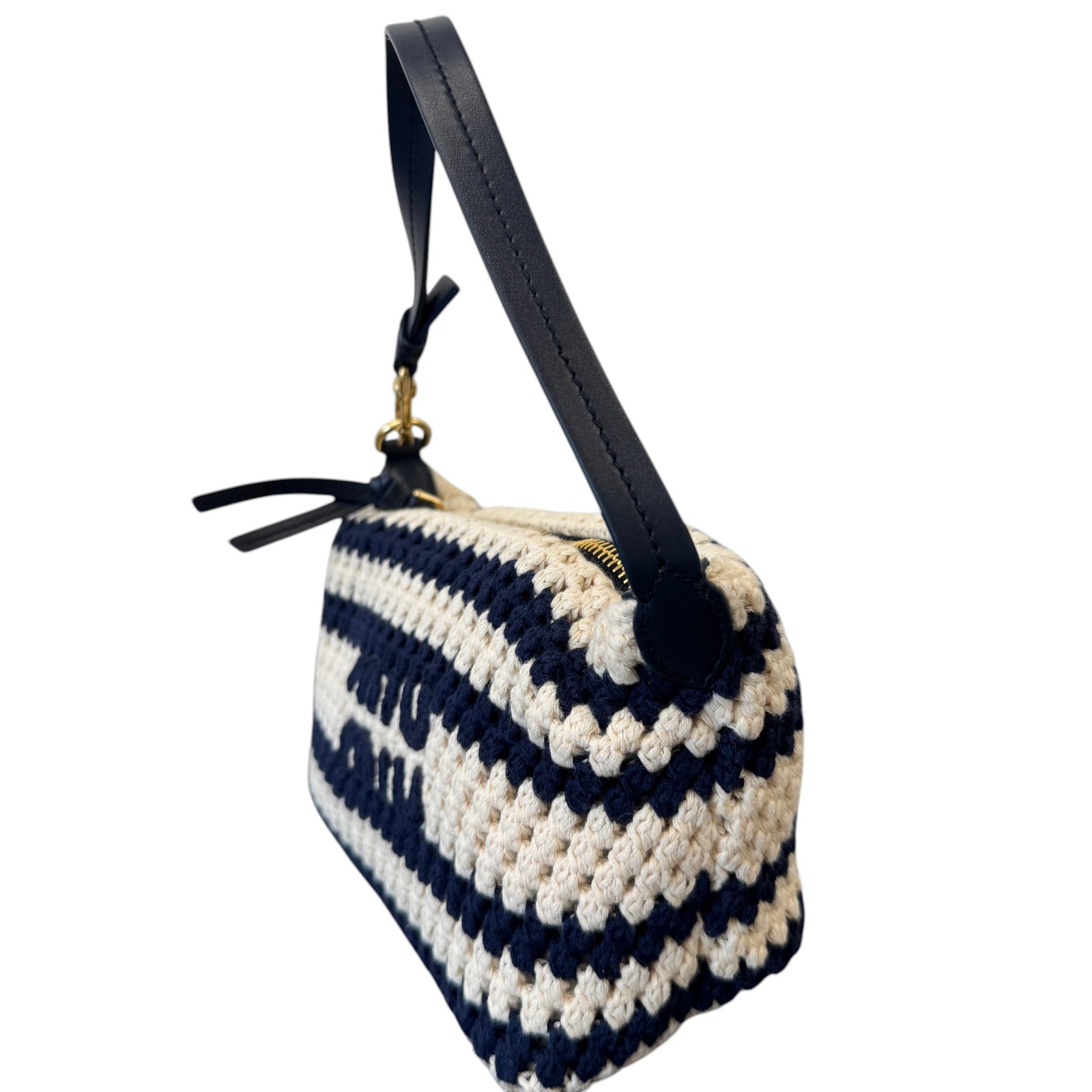 Women's Striped Crochet Pouch White - Photo 4