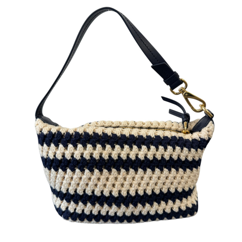 Women's Striped Crochet Pouch White