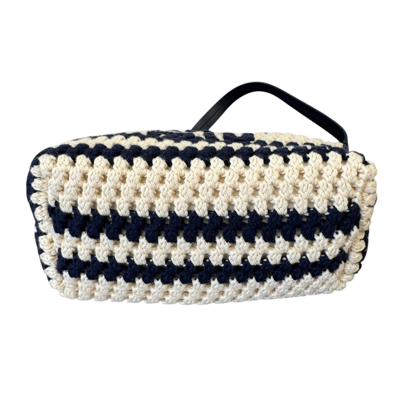 Women's Striped Crochet Pouch White
