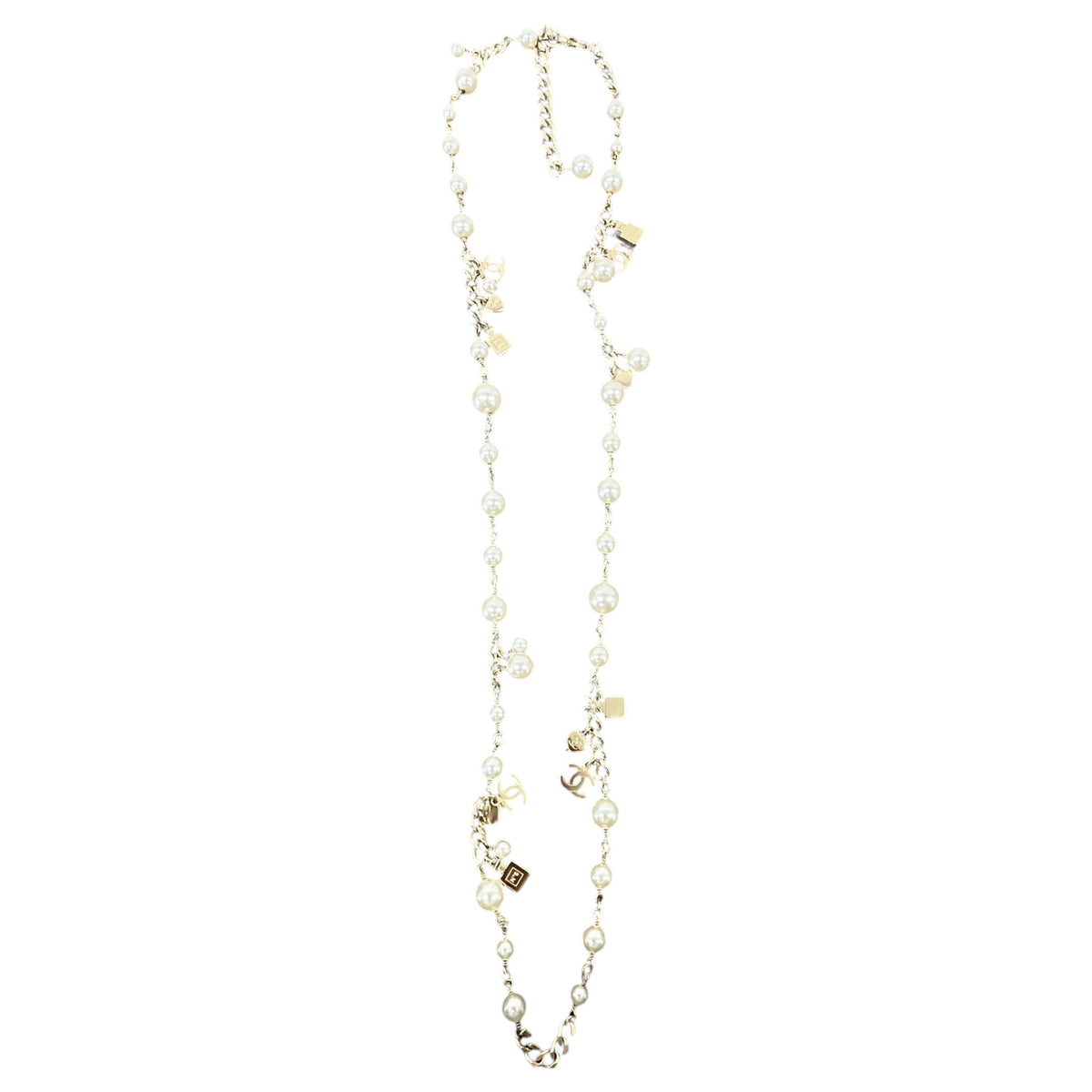 Women's Pearl CC Logo Necklace Gold - Photo 1
