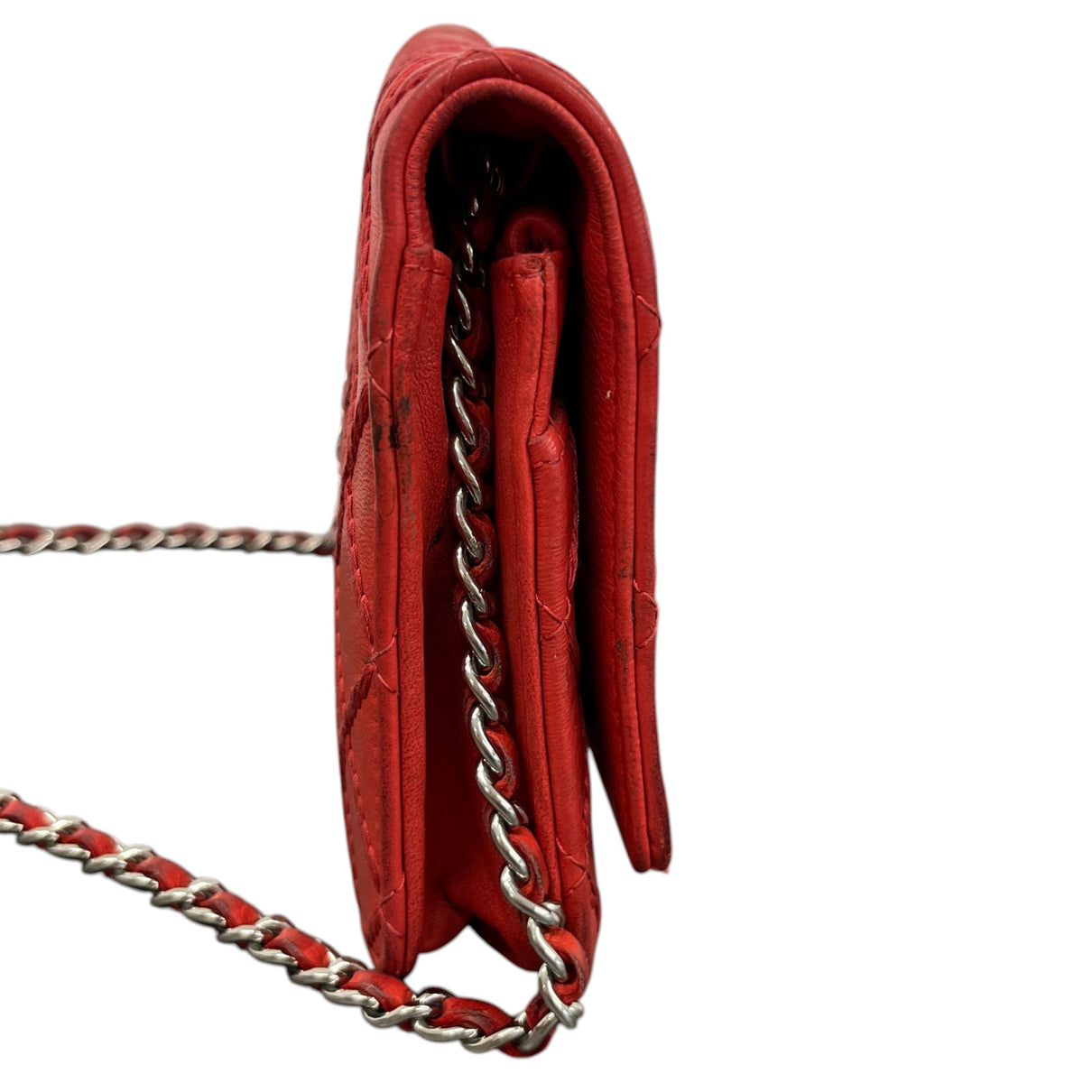 Women's CC Lambskin Wallet On Chain Crossbody Bag Red - Photo 6