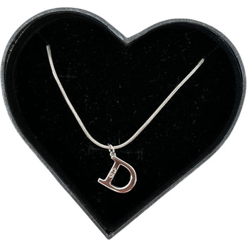 Women's Vintage D Pendant Necklace Silver