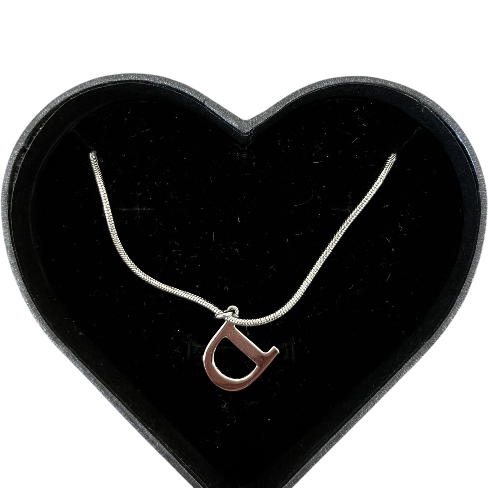 Women's Vintage D Pendant Necklace Silver - Photo 2