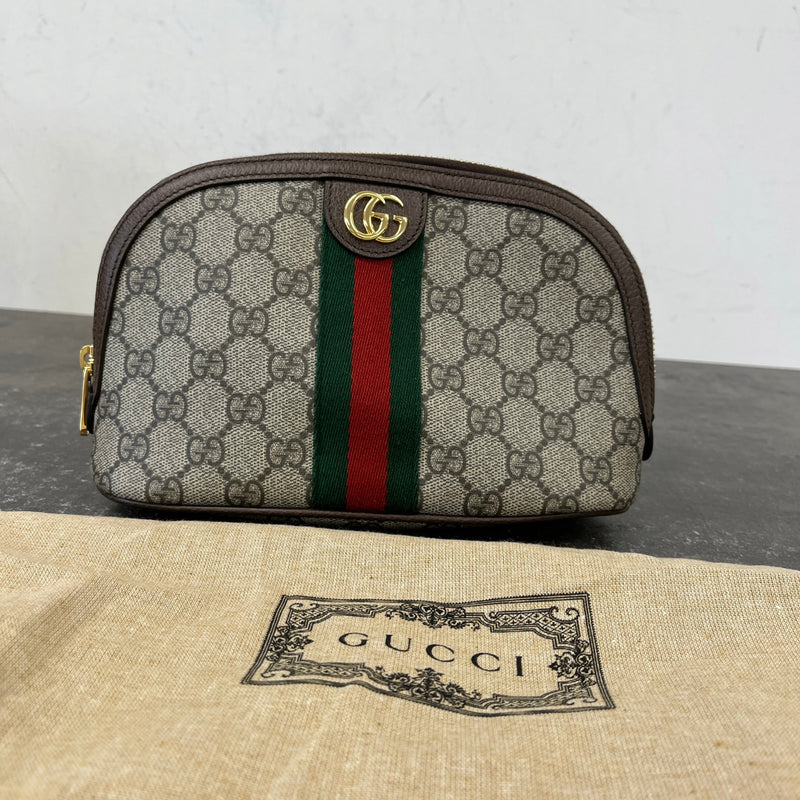 Women's GG Supreme Ophidia Small Cosmetic Toiletry Bag Beige