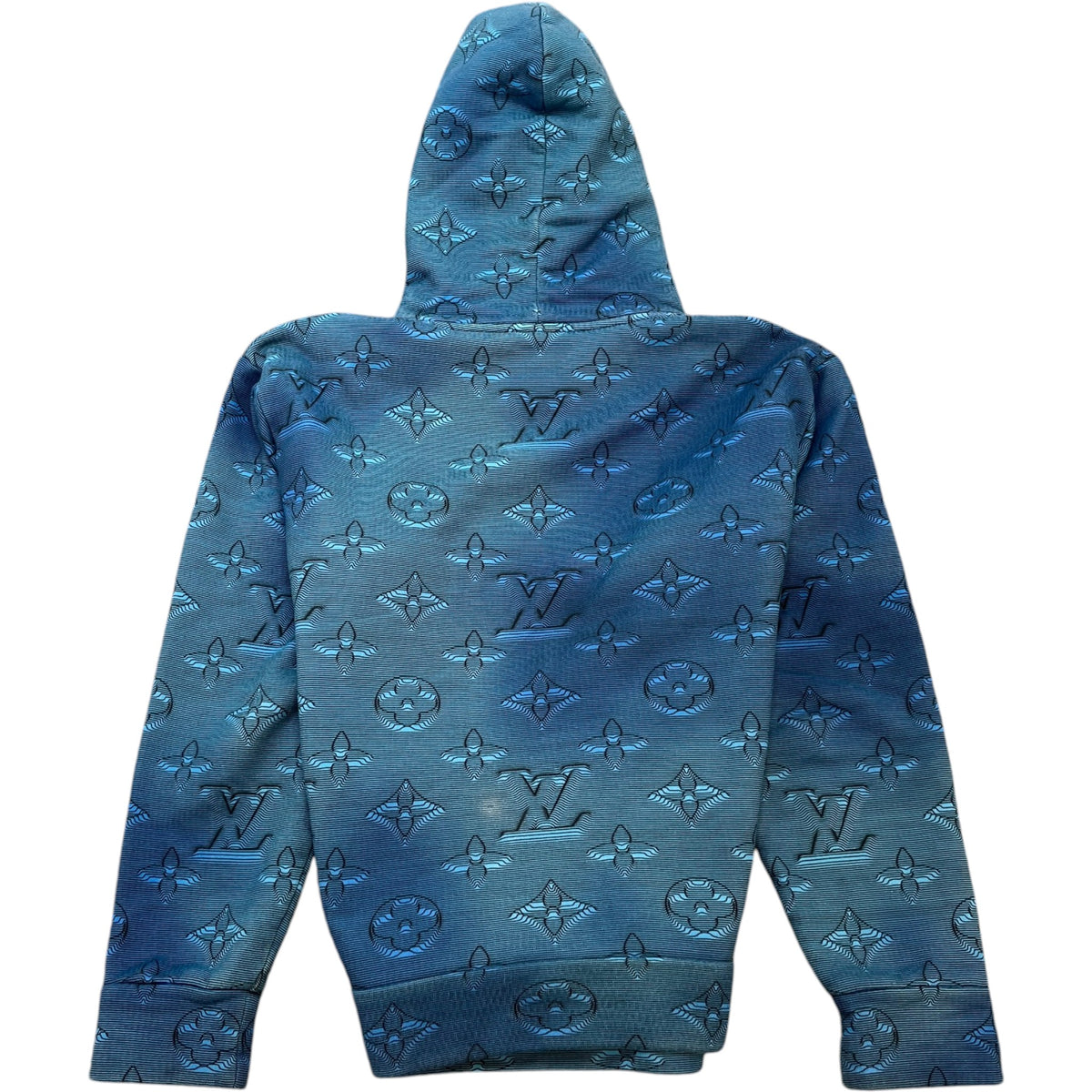 Men's 3D Monogram Illusion 2054 Hoodie Blue Size XS - Photo 2