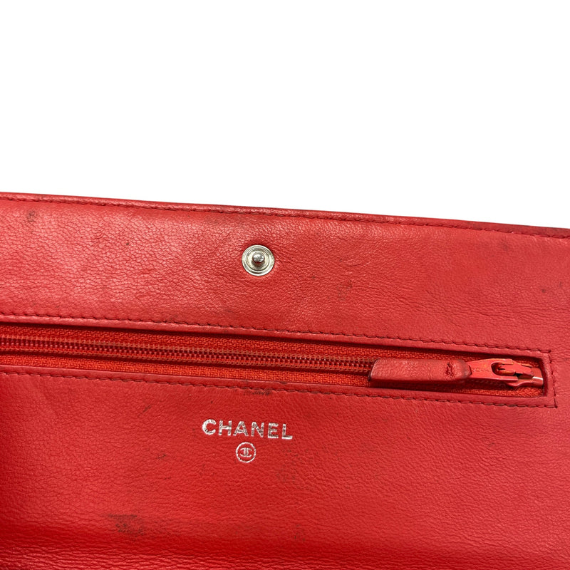 Women's CC Lambskin Wallet On Chain Crossbody Bag Red