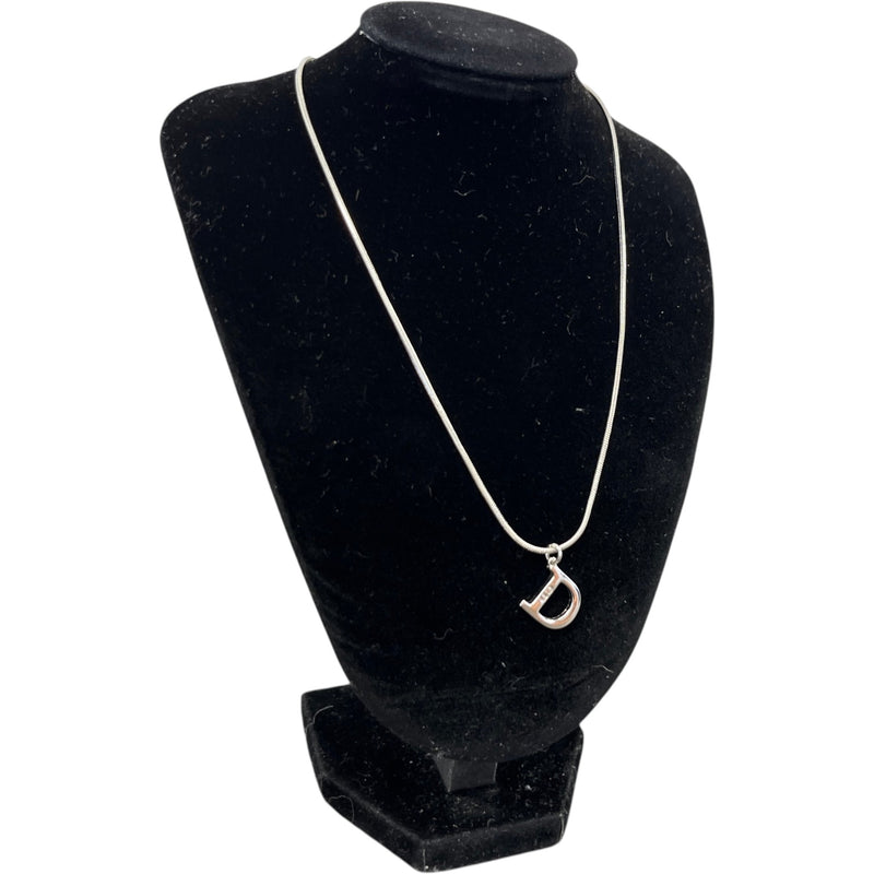 Women's Vintage D Pendant Necklace Silver
