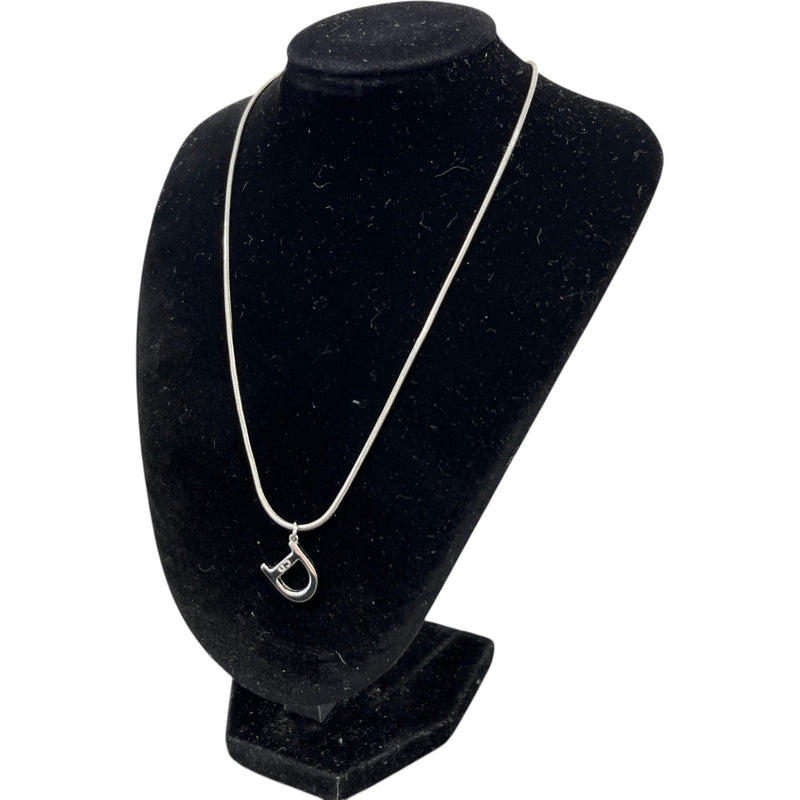Women's Vintage D Pendant Necklace Silver