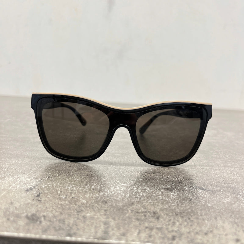 Women's Acetate Logo Shield Sunglasses Black