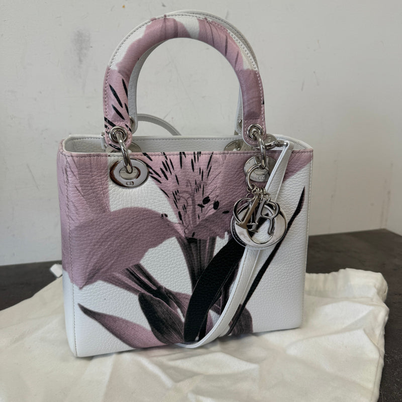Women's Lady Dior Floral Handbag White