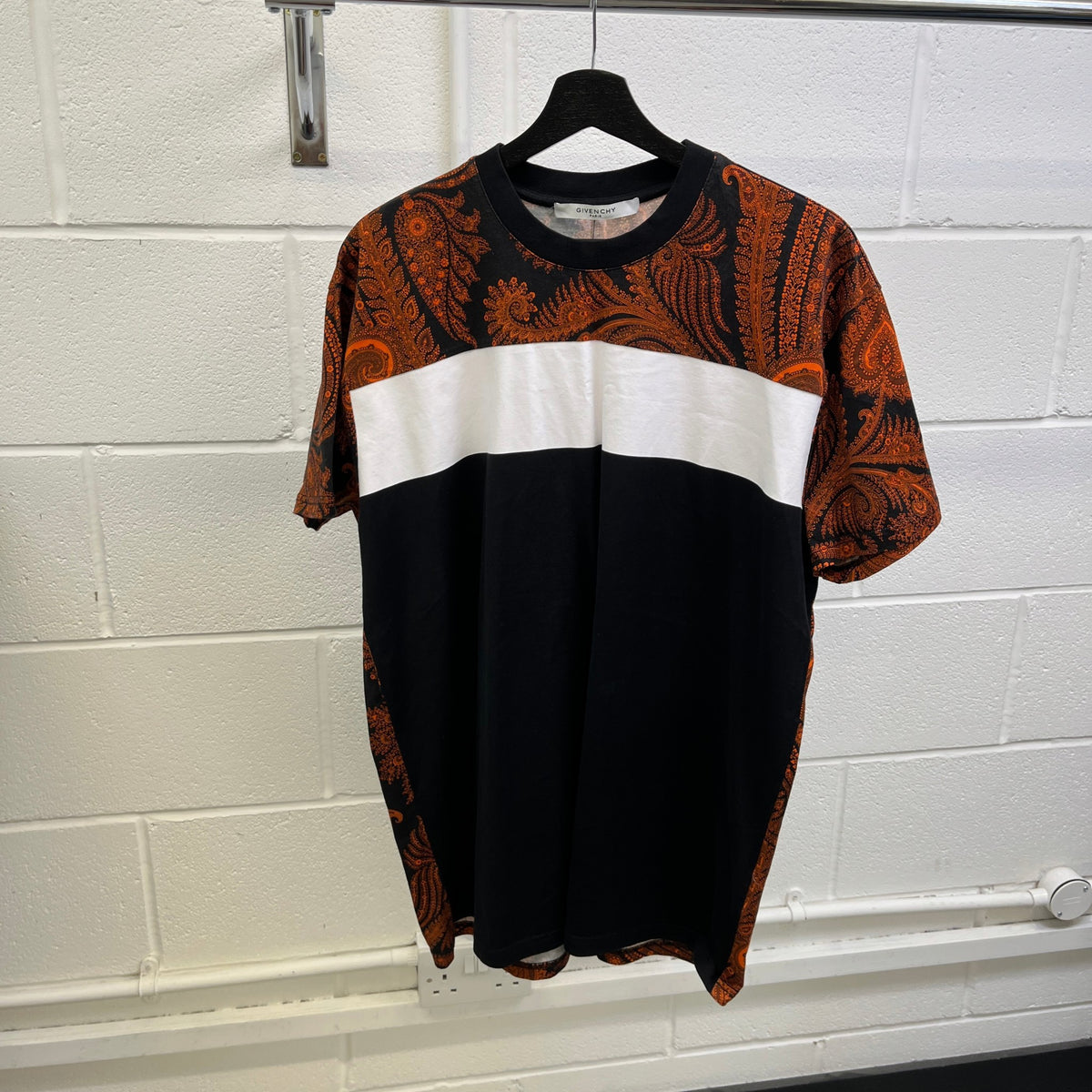 Men's Paisley Colourblock T-Shirt Black Size XS - Photo 6