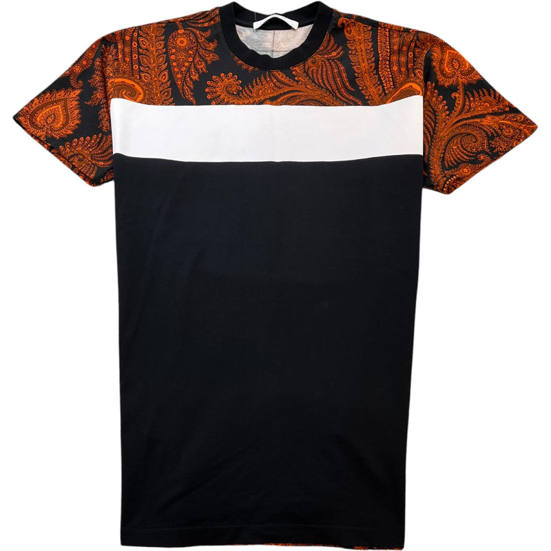 Men's Paisley Colourblock T-Shirt Black Size XS