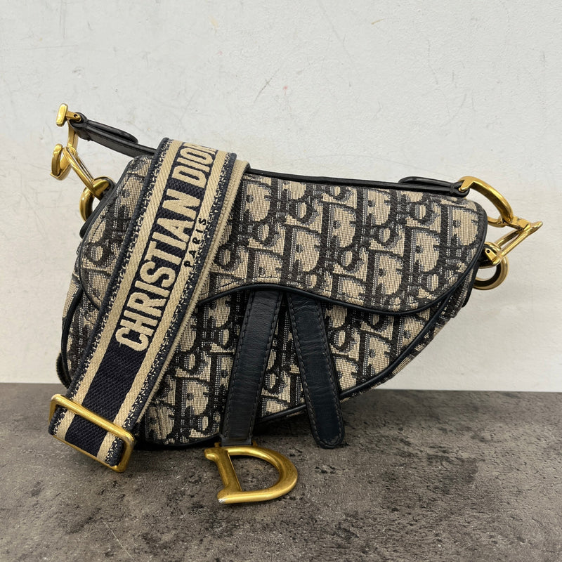 Women's Oblique Mini Saddle Handbag Navy