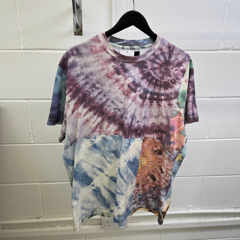 Men's Tie-Dye Patchwork T-Shirt Multi-Coloured Size L