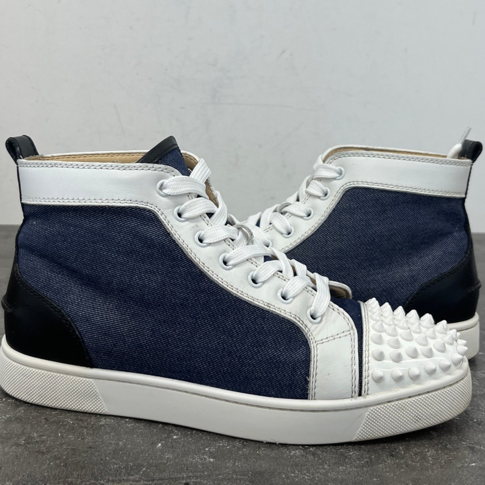 Men's Louis Spikes Flat High Trainers Navy Size UK 6 / EU 40 - Photo 12