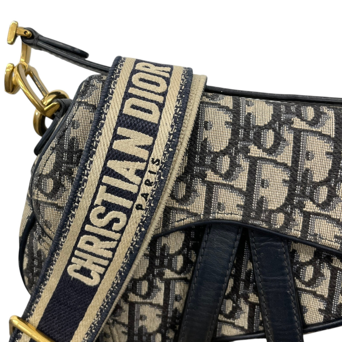 Women's Oblique Mini Saddle Handbag Navy - Photo 11