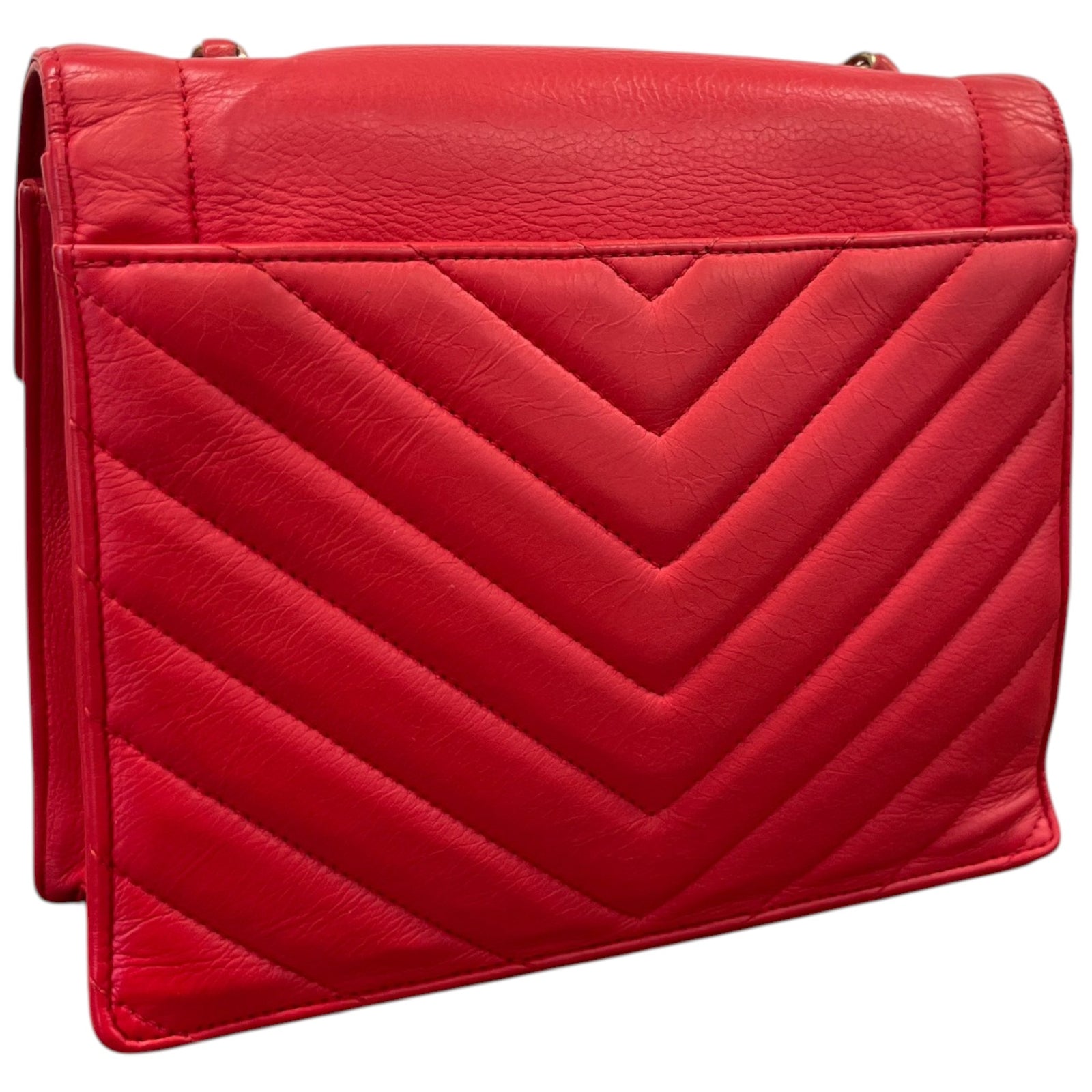 Women's Small Chevron Flap Crossbody Bag Red - Photo 9
