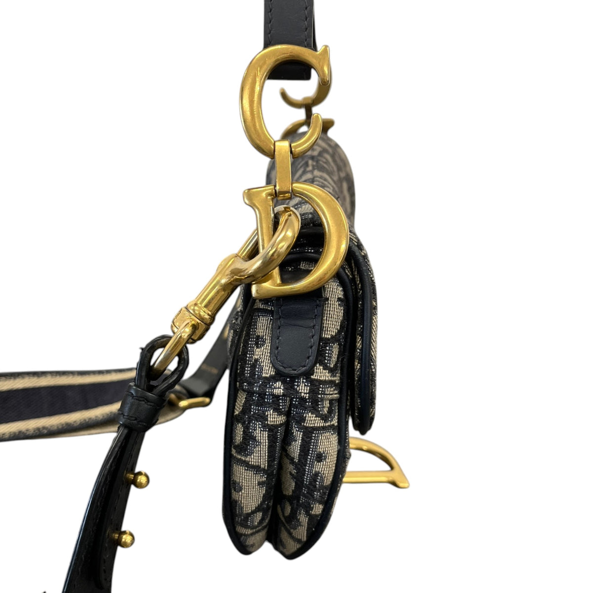 Women's Oblique Mini Saddle Handbag Navy - Photo 6